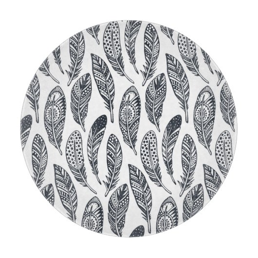 手描き部族羽、ヴィンテージ柄。 カッティングボード (正面)