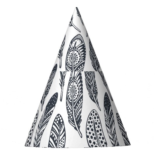 手描き部族羽、ヴィンテージ柄。 パーティーハット (正面)