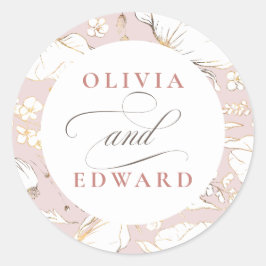 手描き野エレガント花結婚金ゴールド ラウンドシール