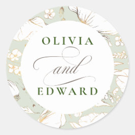 手描き野エレガント花結婚金ゴールド ラウンドシール