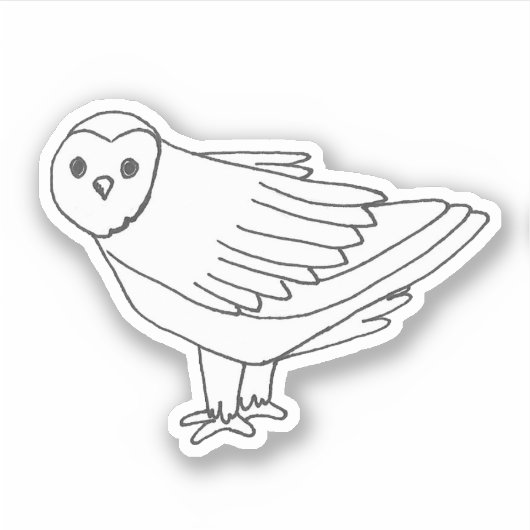 手描き野生生物自然バードスノーフクロウ シール (正面)