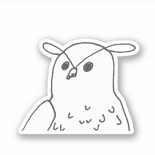 手描き野生生物自然鳥鷲フクロウ シール (正面)