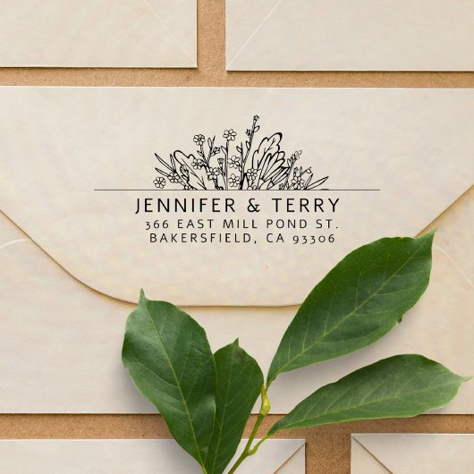 手描き野結婚花差出人住所 セルフインキングスタンプ