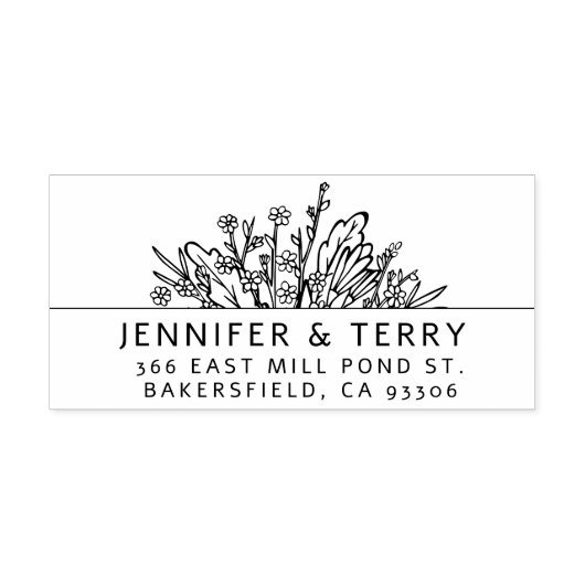 手描き野結婚花差出人住所 セルフインキングスタンプ (デザイン)