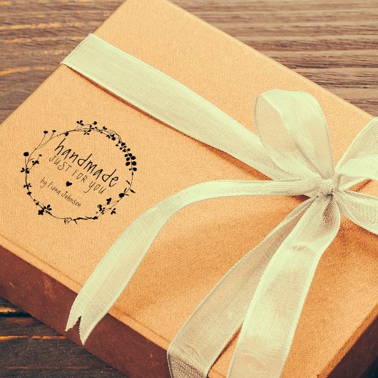 手描き野花リース手作り ラバースタンプ