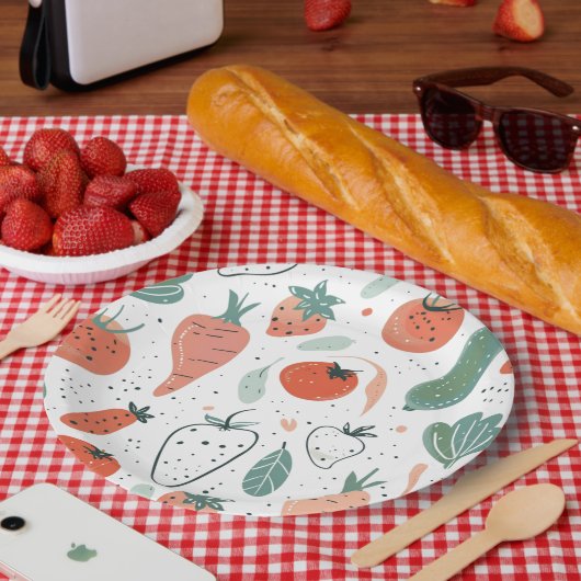 手描き野菜 ペーパープレート (ピクニック)