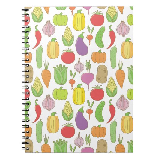 手描き野菜、ヴィンテージのドードルの背景。 ノートブック (正面)