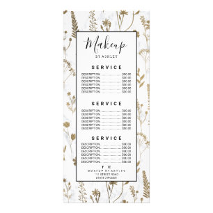 手描き金ゴールドかわいい押し花の大理石 ラックカード