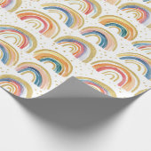 手描き金ゴールドグリッター水彩虹 ラッピングペーパー (角)