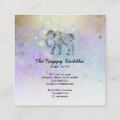 *~*手描き金ゴールドヨガエレファントパターンブッダ スクエア名刺 (裏面)