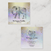 *~*手描き金ゴールドヨガエレファントパターンブッダ スクエア名刺 (正面/裏面)