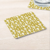 手描き金ゴールドヴィンテージシャンパンフルート スクエアペーパーコースター (アングル)