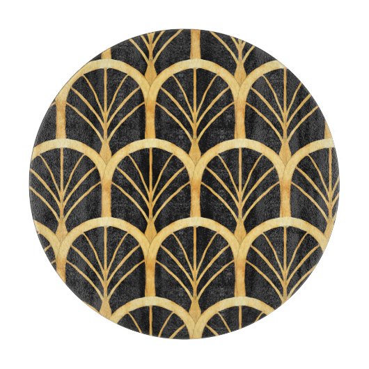 手描き金ゴールド擬水色 カッティングボード (正面)