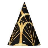 手描き金ゴールド擬水色 パーティーハット (左)