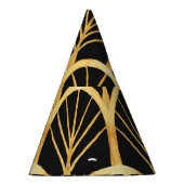 手描き金ゴールド擬水色 パーティーハット (右)