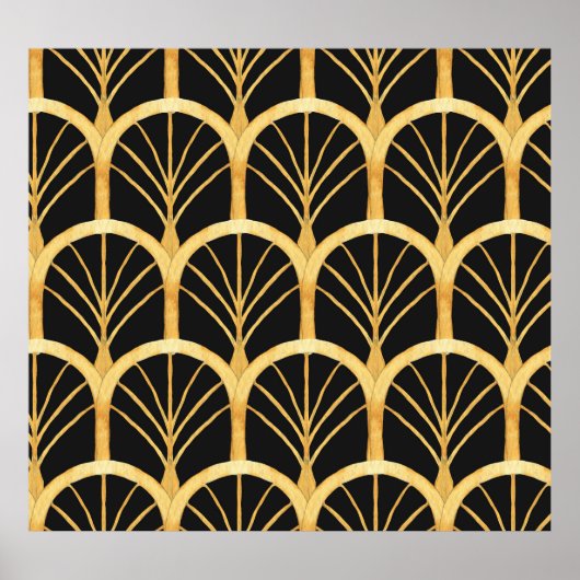 手描き金ゴールド擬水色 ポスター (正面)