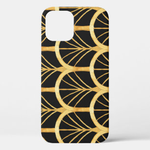 手描き金ゴールド擬水色 iPhone 12ケース
