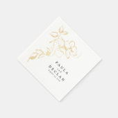 手描き金ゴールド花エレガントミニマ結婚リスト スタンダードカクテルナプキン (角)