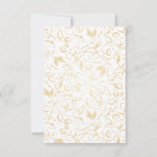 手描き金ゴールド花柄ウェディングRSVP 出欠カード (裏面)