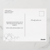 手描き金箔ラインアートフラワーフォト結婚ズ 箔招待状ポストカード (裏面)