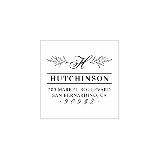 手描き離れモノグラムファミリー差出人住所 ラバースタンプ (インプリント)