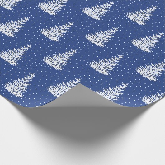 手描き雪覆い木模様藍 ラッピングペーパー (角)
