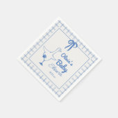 手描き青いガチョウ間抜けリボン男の赤ちゃんシャワー スタンダードカクテルナプキン (角)