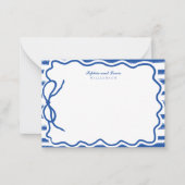 手描き青い弓組文具 ノートカード (正面)