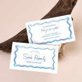 手描き青い水彩枠デザイエレガントナー 名刺