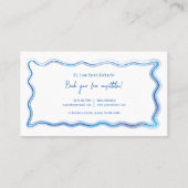 手描き青い水彩枠デザイエレガントナー 名刺 (裏面)