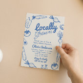 手描き青の地元で育った男の子の赤ちゃんシャワー 招待状