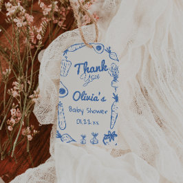 手描き青ローカル栽培男の赤ちゃんシャワー ギフトタグ