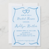 手描き青枠 ブライダルシャワー招待状 招待状 (正面)