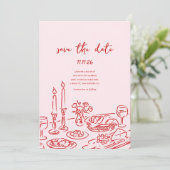 手描き風のゆるいドゥードルでシンプルな結婚式の期日 セーブザデート (スタンド正面)