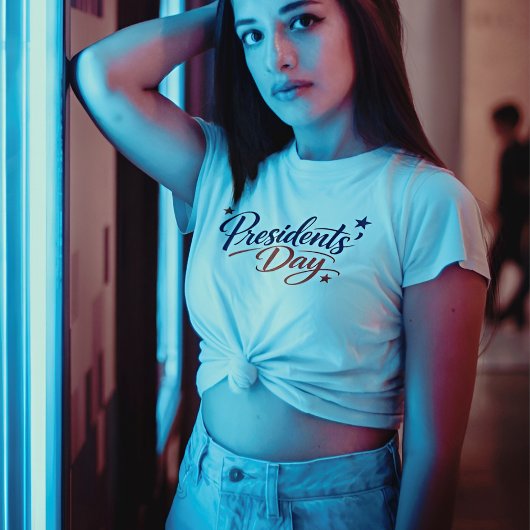手描き風のレトロな大統領の日タイポグラフィーアート Tシャツ