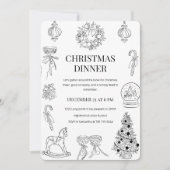 "手描き風クリスマスディナー 招待状 (正面)