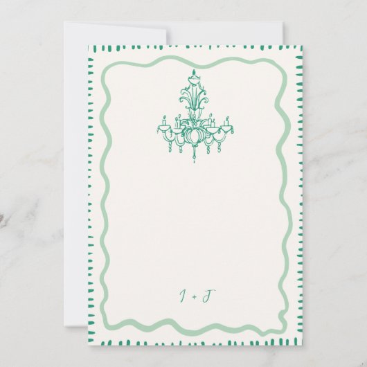 手描き風変わりな波状エンゲージメントパーティー 招待状 (裏面)