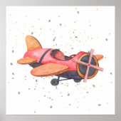 手描き飛行機 赤ちゃん男の子用保育園ポスター ポスター (正面)