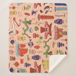 手描き香港のモチーフ：シームレスなパターン シェルパブランケット