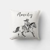 手描き馬術美術枕付名前をカスタムする クッション (正面)