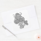 手描き魔法マッシュルームドードル スクエアシール (封筒)