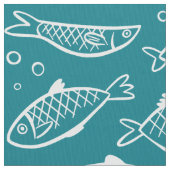 手描き魚と泡ID489 ファブリック (クローズアップ)