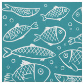 手描き魚と泡ID489 ファブリック (見本)