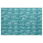 手描き魚と泡ID489 ファブリック (ファットクウォーター)