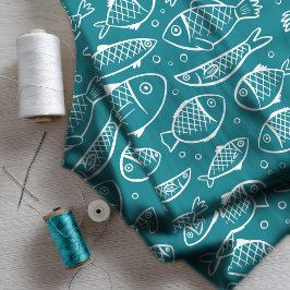 手描き魚と泡ID489 ファブリック