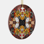 手描き鶏のコラージュおもしろいセラミックオルナム セラミックオーナメント (右)