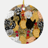 手描き鶏のコラージュおもしろいセラミックオルナム セラミックオーナメント (裏面)