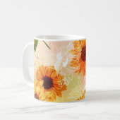 手描き黄色ひまわり水彩パターン コーヒーマグカップ (正面左)