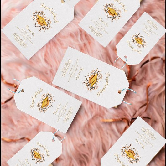 手描き黄金の卒業キャップありがとう ギフトタグ