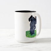 手描き黒トランペット茸 ツートーンマグカップ (正面右)